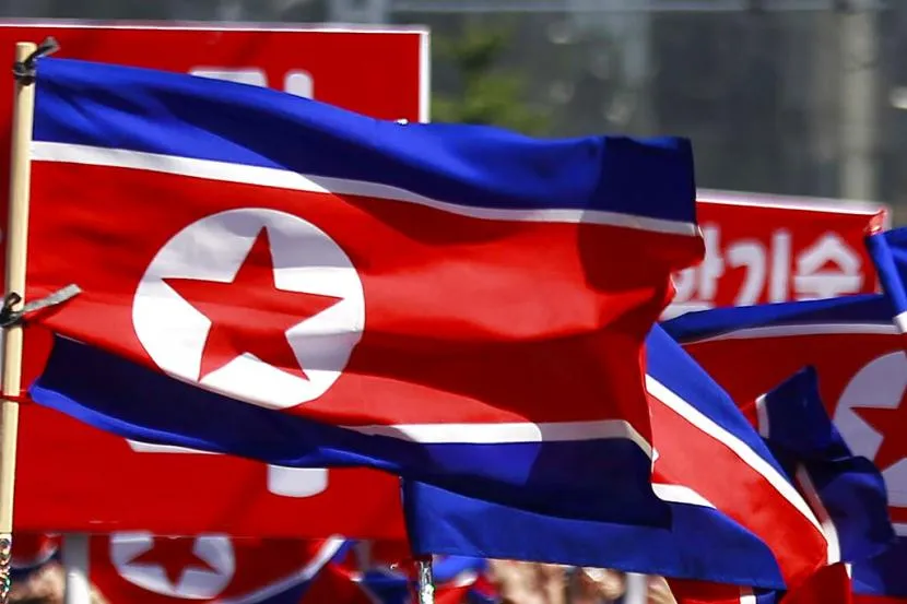 Bendera Korea Utara (Korut). Foto : AP Photo/Cha Song Ho.